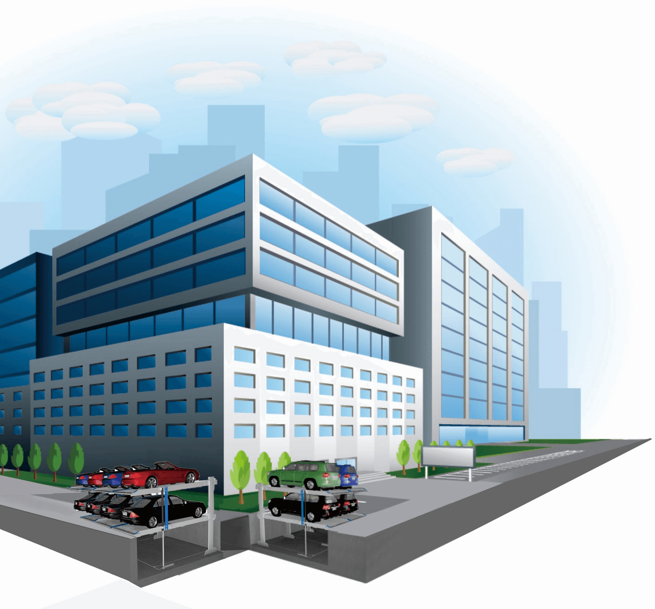 坑式二柱兩層雙平臺(tái)汽車(chē)停車(chē)升降機(jī)